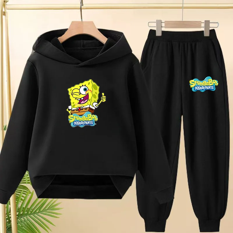 

Autumn Winter 3-12 Age Boy Girl 2 Piece Leisure Children Outerwear Anime Print Hoodie+Trousers Pullover Hooded Outdoor Sportswea