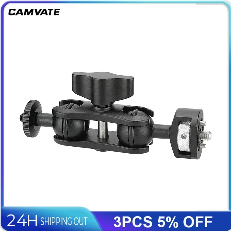

CAMVATE Double Ball Head Magic Arm With 1/4"-20 Thread Screw Mount & Locating Pins for Camera Cage Accessories Monitor LED Light