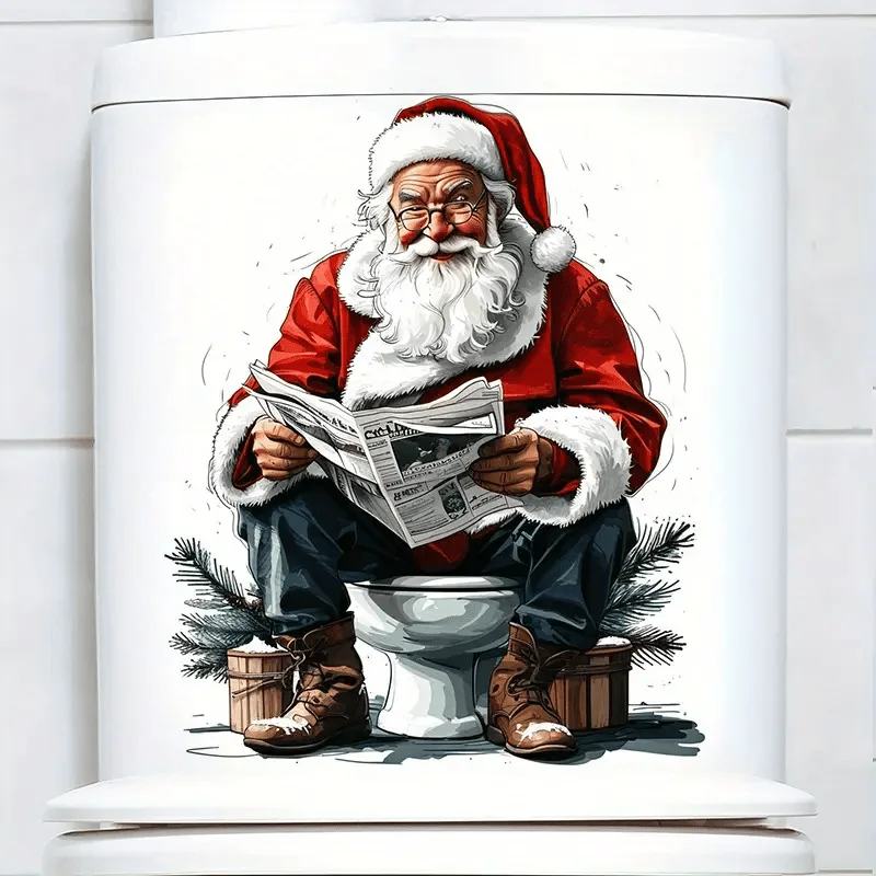 1 pc Santa Claus toilet sticker Christmas decoration, bathroom decoration self-adhesive sticker