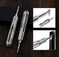 Titanium Screwdriver EDC Pen Shape Multi functional Portable Repair Small Tools With Replaceable Driver Head