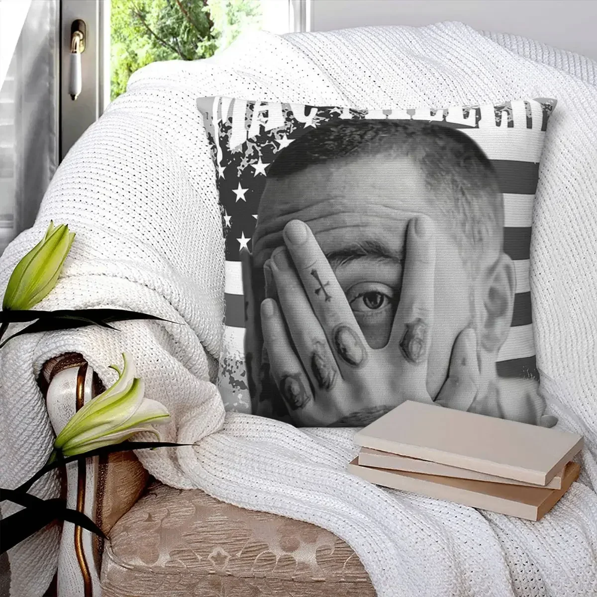 Hip-Hop, Macmiller Legend Shirt Poster Sticker Square Pillowcase Pillow Cover Polyester Comfort Throw Pillow for Home Car