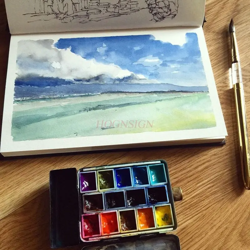 1book Watercolor Notebook Cotton Pulp Paper Watercolor Sketch Sketchbook