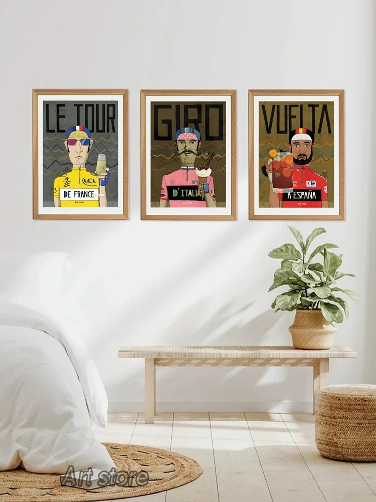AliExpress NONE Cycling Race Posters and Prints Grand Cycling Tours France Italia Espana Wall Art Canvas Painting Bike Kitchen Home Room Decor