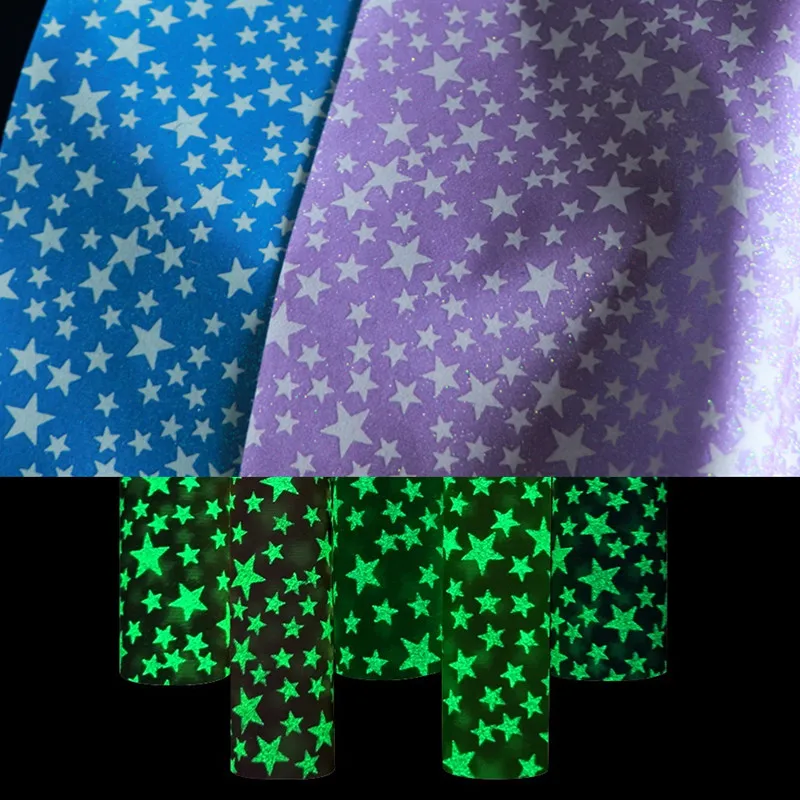 20x30cm A4 Patchwork Fabric Luminous Glitter PU Leather Fabric Golden Onion Shiny Star For Sewing DIY Handmade Bag Sheets