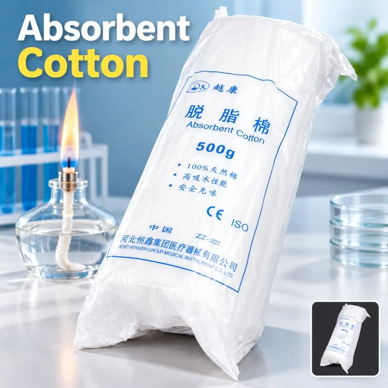 500g Absorbent Cotton Roll, Alcohol Lamp Wick Cotton for Laboratory Use, School Teaching Instrument & Biological Experiment