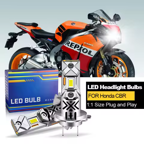 1/2PCS CANbus 1:1 Mini Size For Honda CBR1000RR 2004 2005-2019 Motorcycle LED Headlight H7 Hi/Lo Beam 20000lm 60W High Power