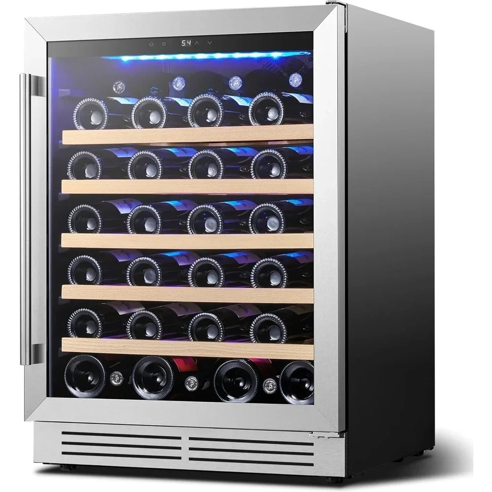 

Wine Fridge Cooler - 24 Inch Wine Fridge Hold 47 Bottles, 40-65°F Wine Refrigerator Glass Door, Built in