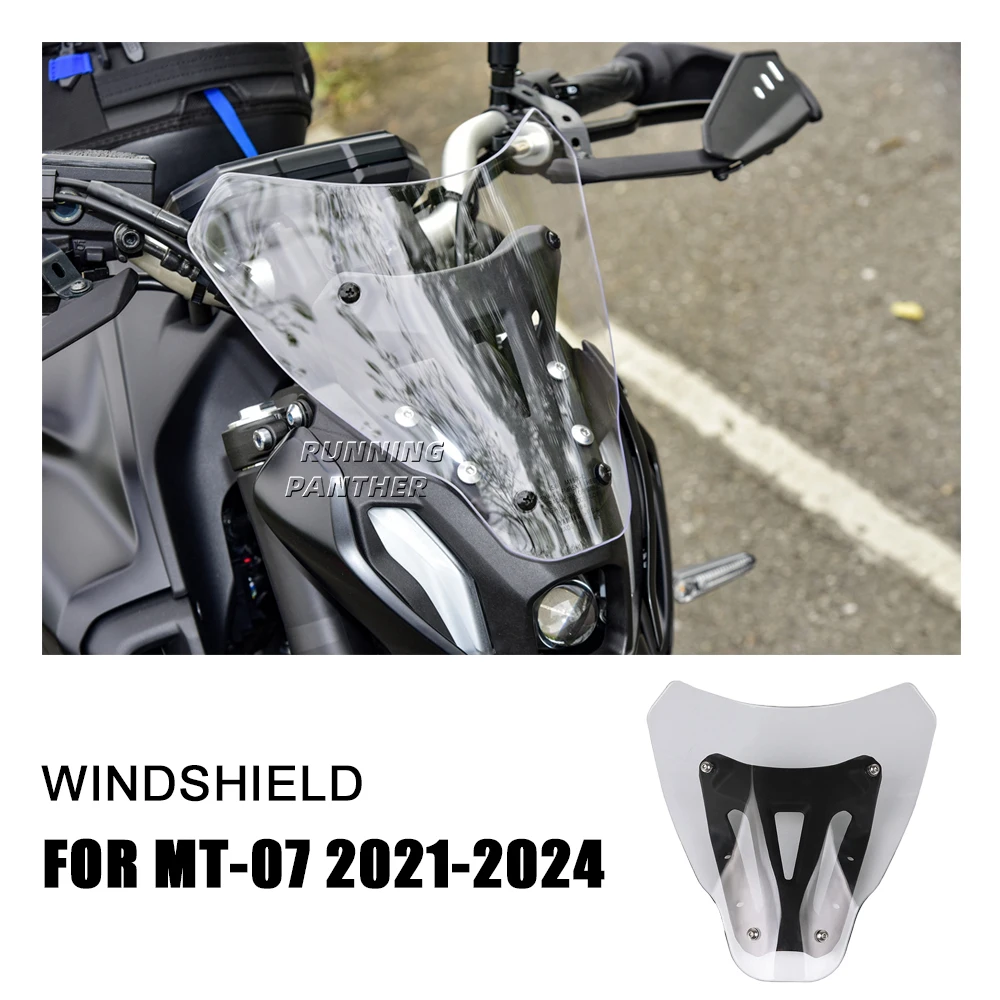 

Motorcycle Windshield Front Wind Deflector Windscreen Cover Guard MT-07 With Bracket For YAMAHA MT07 FZ07 MT FZ 07 2021 - 2024