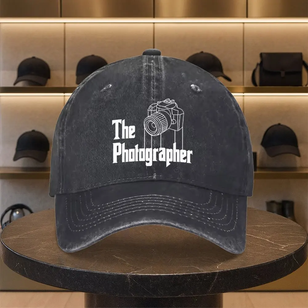 1 Casual Fashion Photographer Camera Print Washed Baseball Cap, High-end Versatile Outdoor Accessory, Unisex Snapback, Trendy Cl