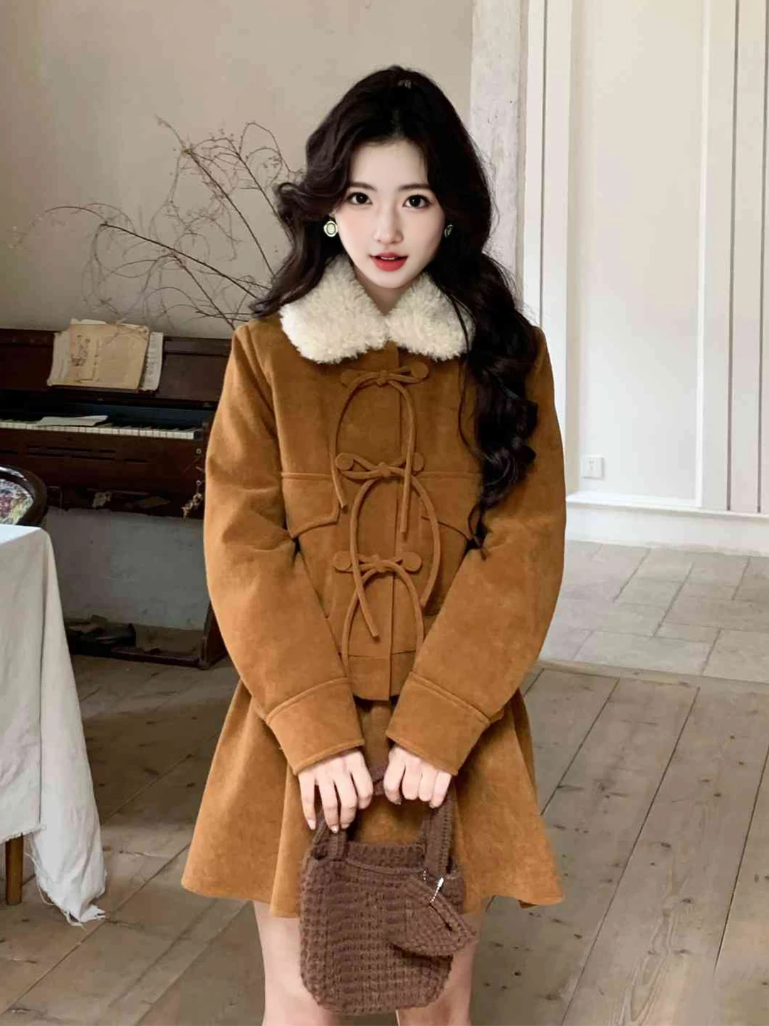 

Thiened Хлопковая юбка, комплект из двух предметов, роскошный комплект Wealthy Girl Fraance Sle, финансовый хаон, весна-осень...