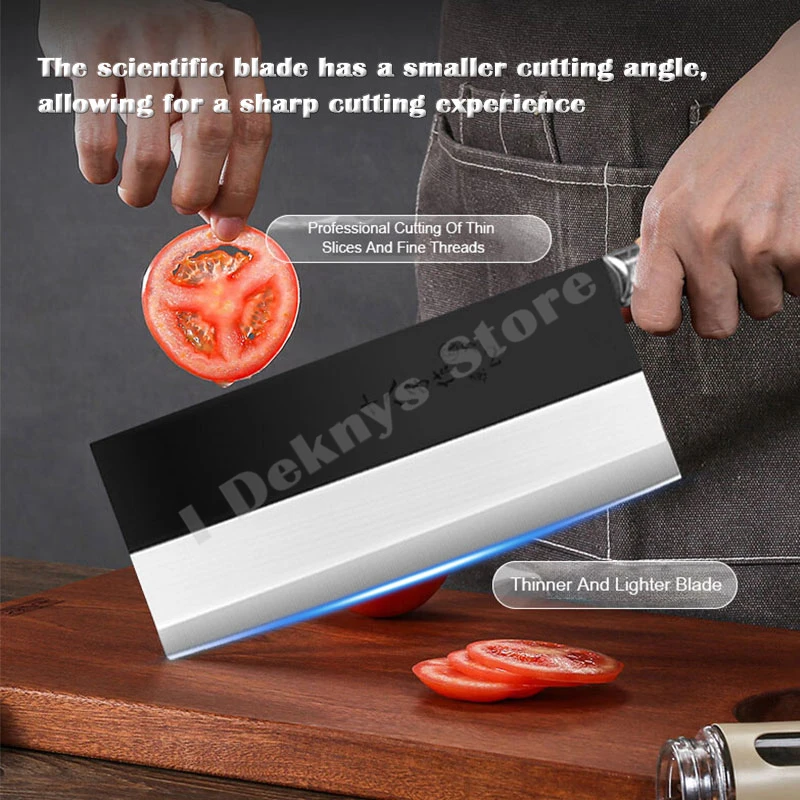 Kitchen Knife Professional Chinese Chef\'s Cleaver Knives Handmade Carbon Steel Handle SHIBAZI Slicing Butcher Knife