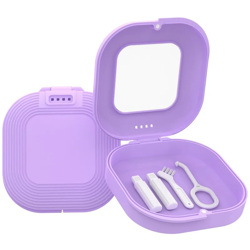 

Denture Storage Case With Mirror Ventilation Retainer With Invisible Braces Extractor With Bite Glue Orthodontic Guard Container