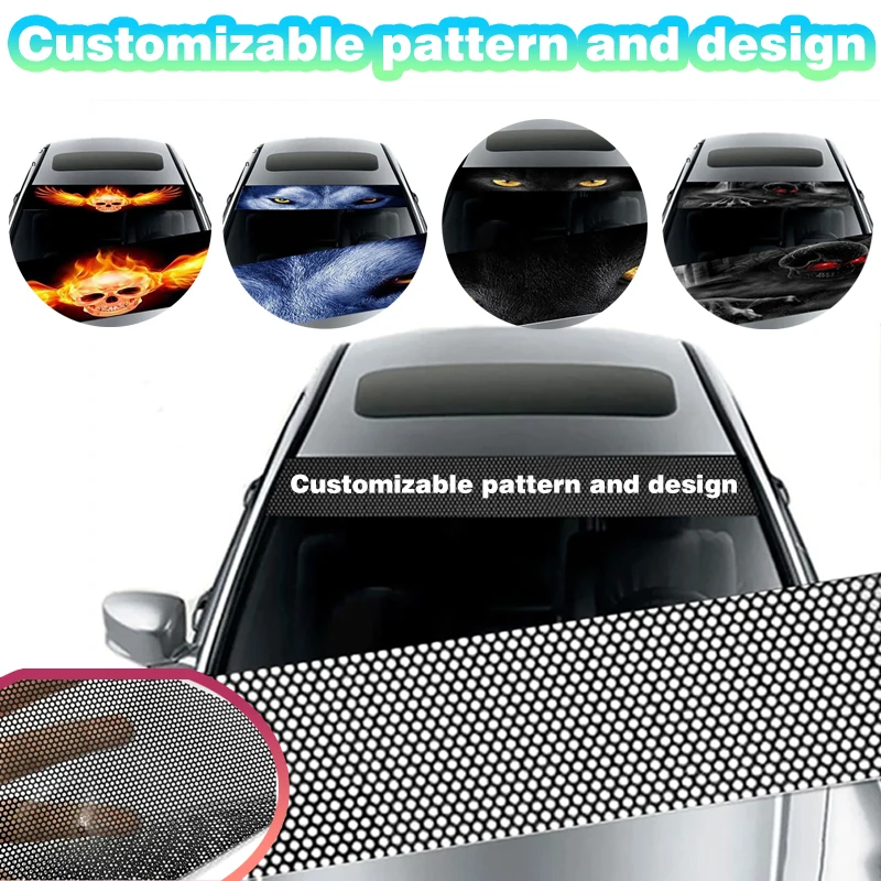 

Car sunshade stickers for front and rear windshields, decorative decals with customizable patterns and design services available