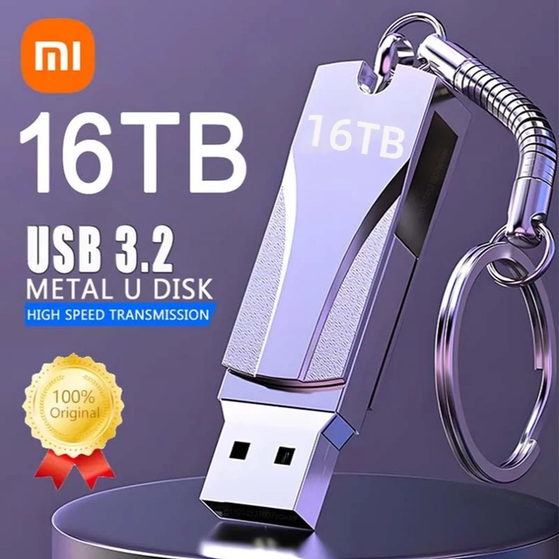 Xiaomi 16TB USB Flash Drive Ultra-large Capacity Waterproof USB 3.2 High-speed Transfer Metal U Disk 8TB 4GB USB Memory Drive