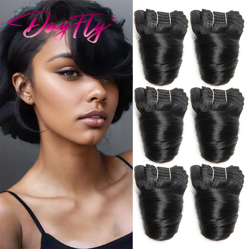 Short Human Hair Brazilian Curly Hair Bundles 6 Pcs/Lot Funmi Hair 8-12 Inch Bouncy Curly Hair Extensions For Black Women