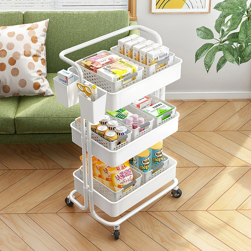 

Living room trolley storage rack, household side table storage, mobile tool cart