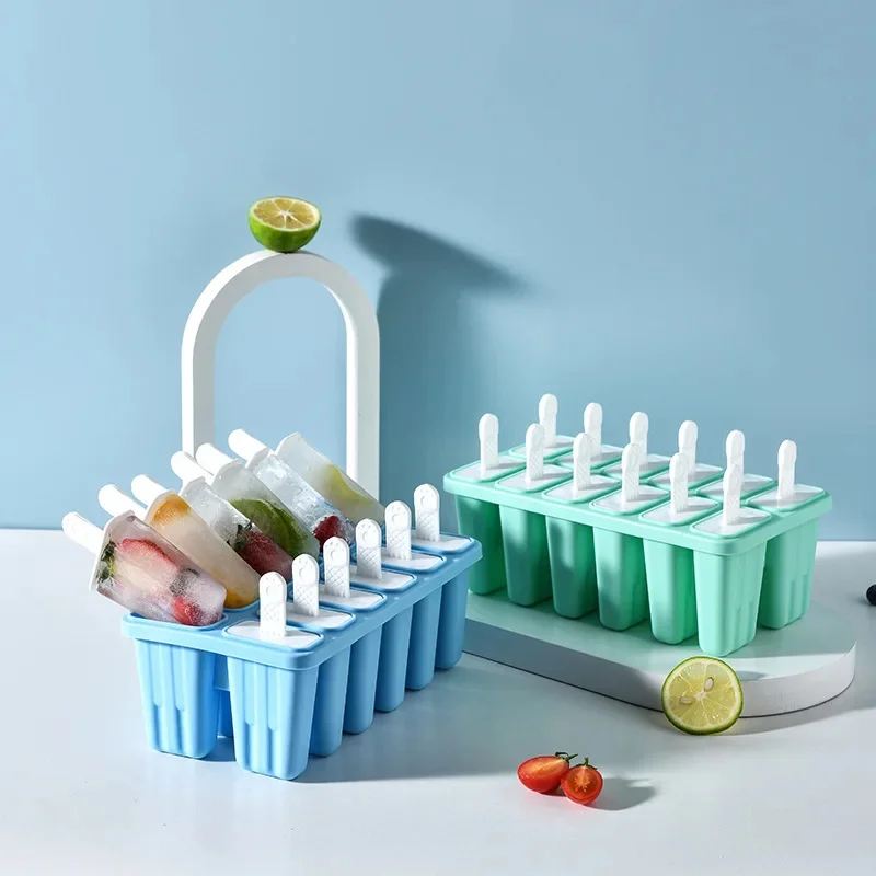 12-6 chamber silicone Popsicle Ice mold reusable ice cubes Maker Reusable bars and funnels and cleaning brushes free of BPA FR