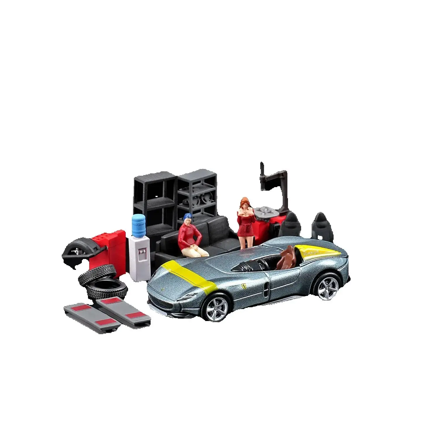 

Масштаб 1:64, имитация миниатюрного ремонта, набор инструментов и аксессуаров, модель автомобиля, украшение сцены