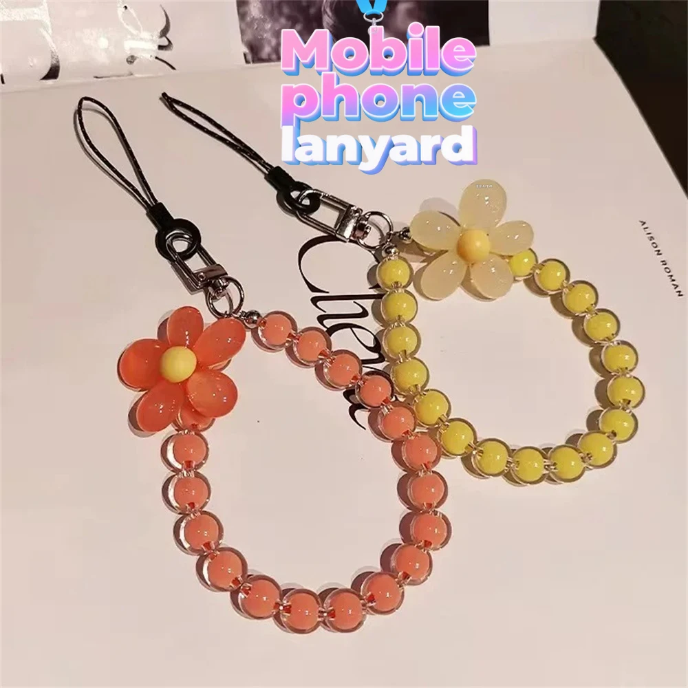 

Macaron Color Mobile Phone Lanyard Wrist Strap women Hand Chain Short Anti-lost Mobile Phone Case Cute Lanyard Key Pendant