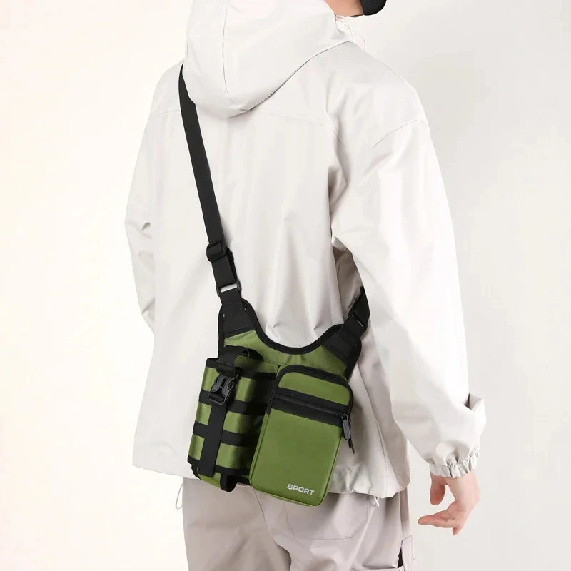 

Men Crossbody Bag Outdoor Sports Cycling Hiking Shoulder Bags Waterproof Messenger Backpack with Bottle Pocket Portable Handbag