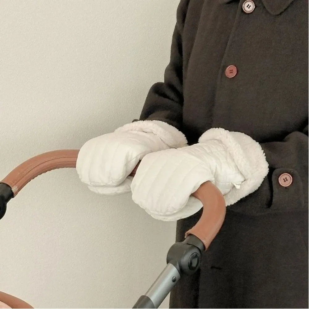 

Fleece Lined Stroller Gloves Windproof Keep Warm Stroller Handlebar Gloves Anti Freeze Thickened Stroller Mittens Outdoor
