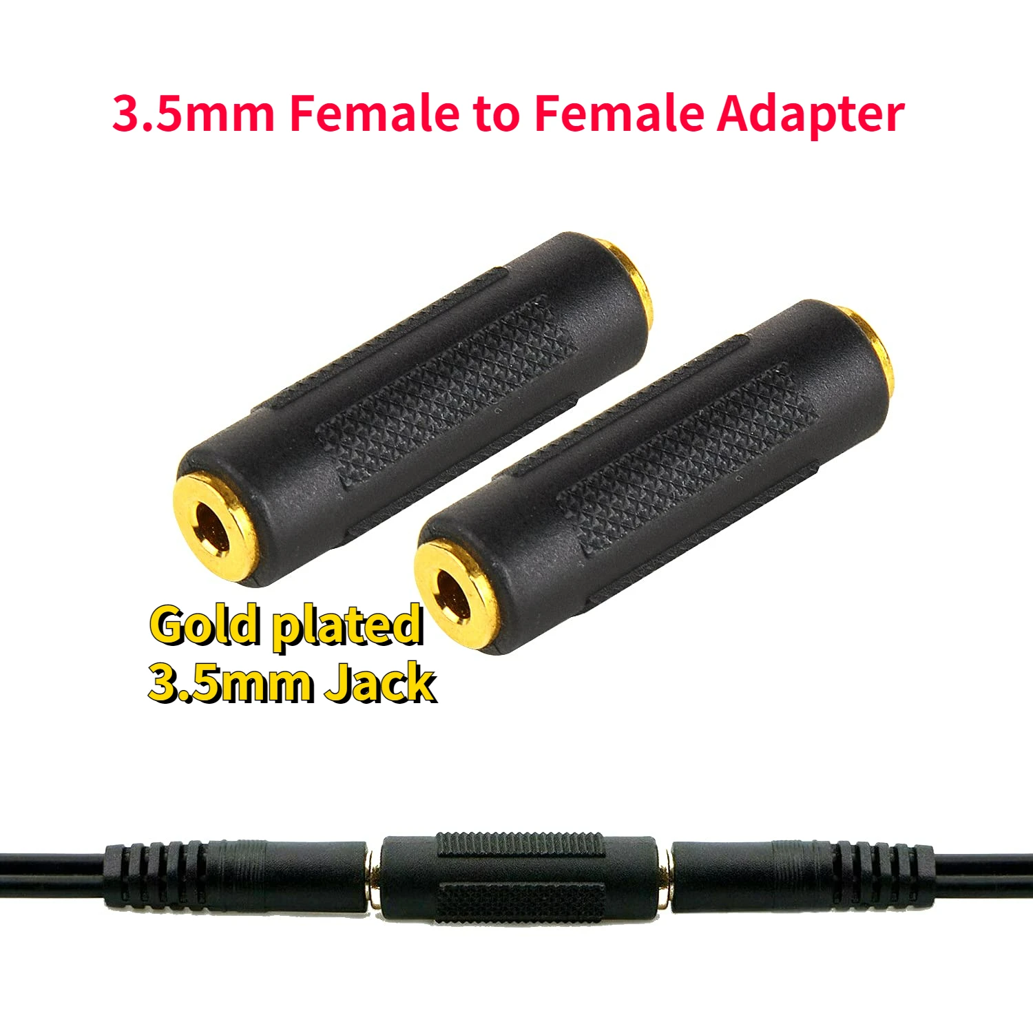 

Nku Gold Plated 3.5mm 1/8 Stereo Jack Coupler 3.5mm Female To Female Audio Cable Adapter for Stereo AUX Line Speaker Headphones