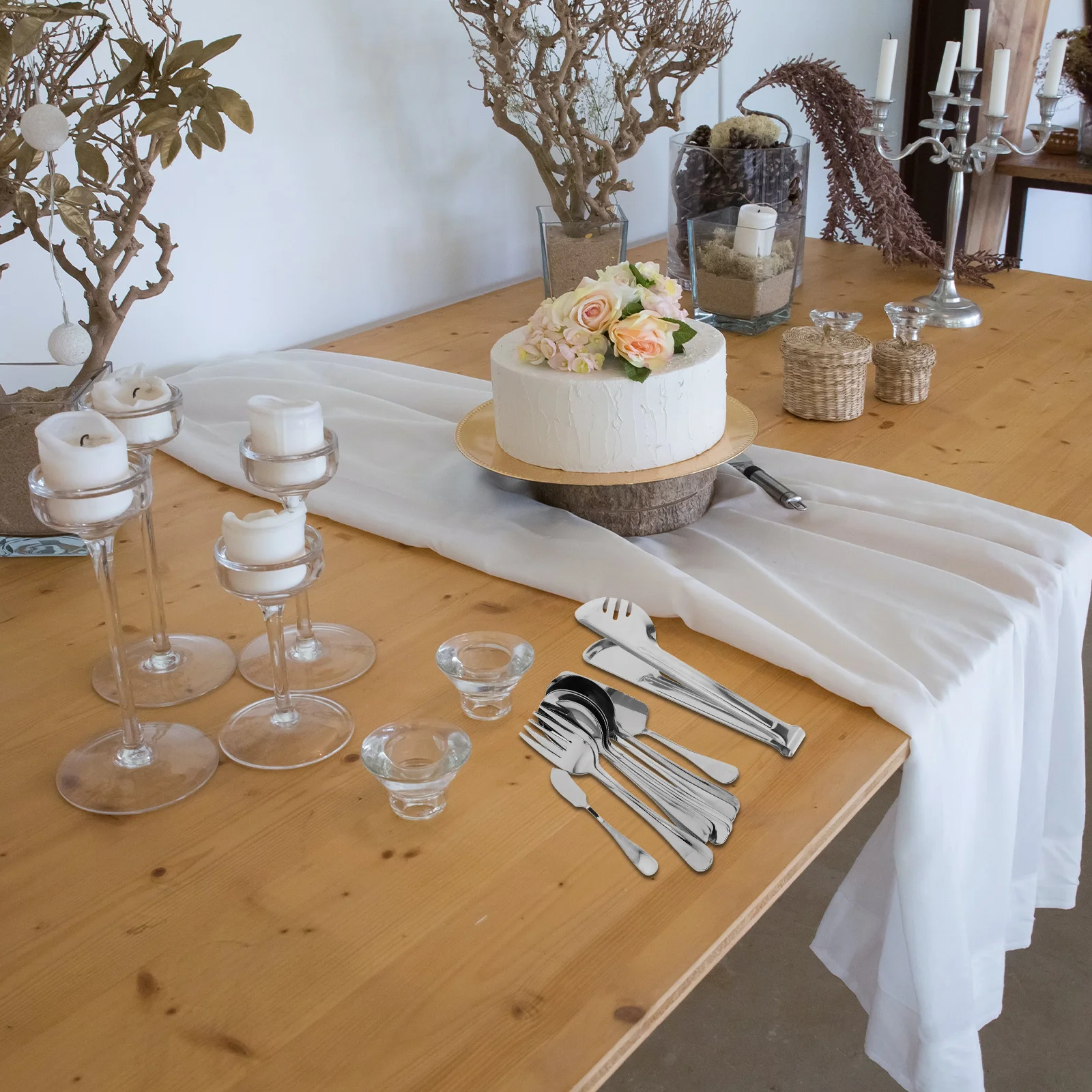 

1Set Stainless Steel Flatware Reusable Tableware Buffet Dinner Spoon Fork Serving Utensils Kit Eating Utensils