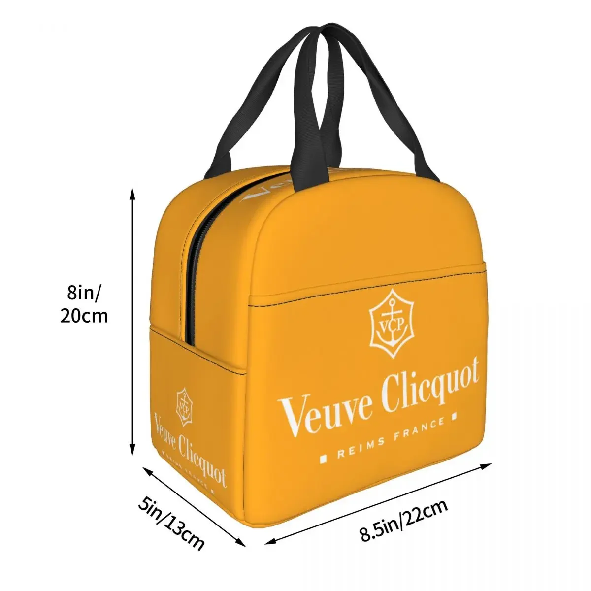 Champagne Orange Black White Insulated Lunch Bags Cooler Bag Meal Container Veuves Clicquots Leakproof Tote Lunch Box School