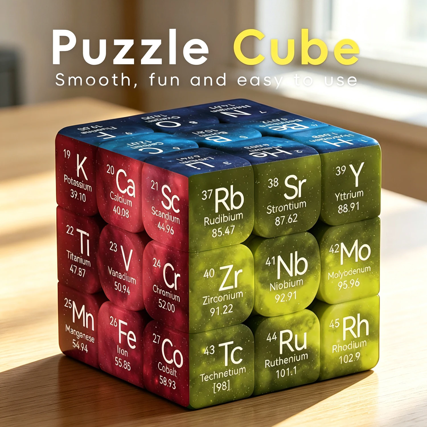 3x3x3 Speed Cube with Periodic Table - Professional Smooth Chemistry Puzzle Cube for Stress Relief And Brain Training