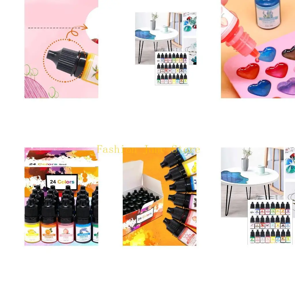 

N5KA Epoxy Resin Pigment 24 Colors Liquid Resin Dye Concentrated Epoxy Resin Paint Colorant for Resin Art DIY Making Each 5ml