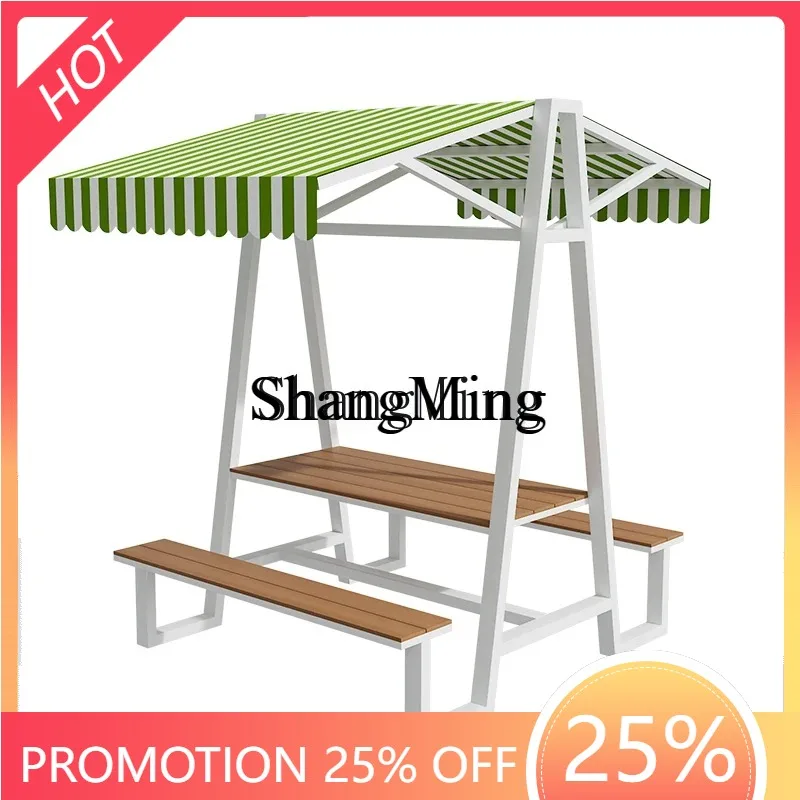 

FG table and chair combination outdoor courtyard garden plastic wood dining table casual dining table and chairs