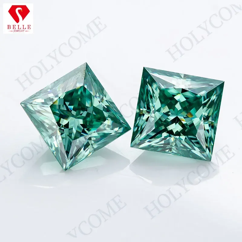 Moissanite Stone Gems Excellent Green Loose Moissanite Brilliant Princess Cut VVS1 GRA Certificated Diamond Beads For Jewelry Ma