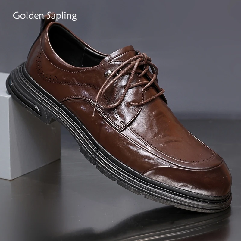 

Golden Sapling British Style Men's Dress Shoes 2025 New Fashion Business Leather Oxfords Shoe Men Leisure Flats Chaussures Homme