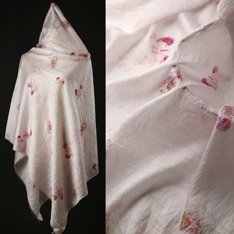 Летняя полупрозрачная жаккардовая ткань для шитья платья, акриловая ткань Hanfu-полиэстер, ширина 150 см, фиолетовая фототкань Y290