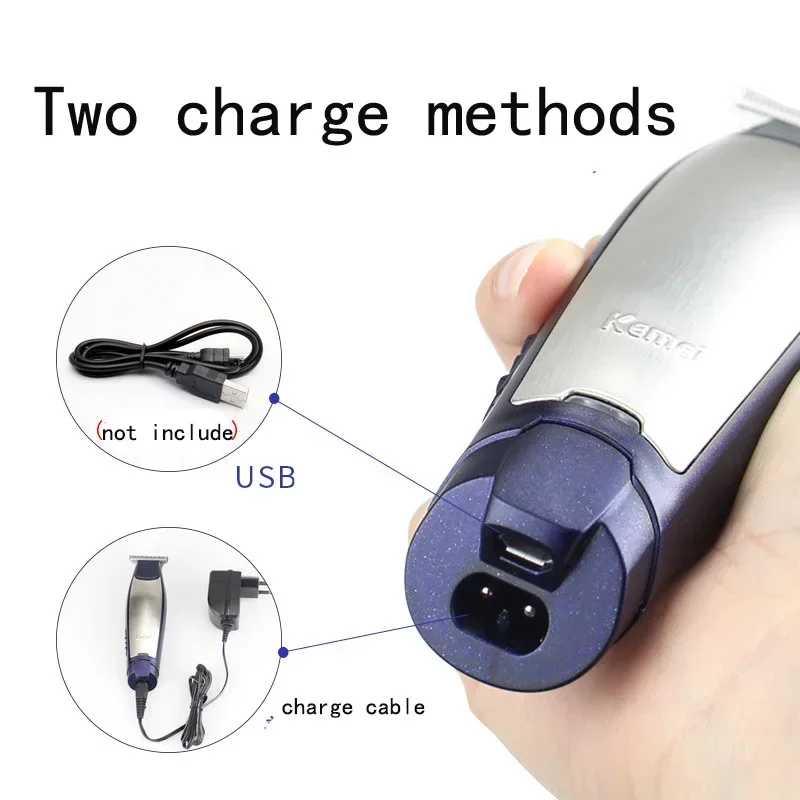 EU Plug Kemei Professional Hair Clipper Rechargeable 0mm Baldheaded Hair Trimmers Barber Haircut Machine with USB Cable KM-5021