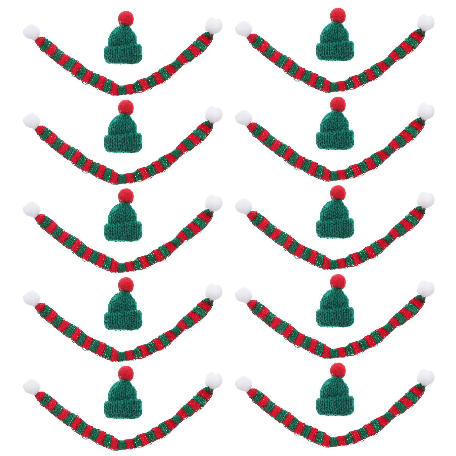 

20Pcs Mini Christmas Knitting Hats and Scarves Set Soft Woolen Xmas Cap Accessories for DIY Crafts Christmas Ornaments Party
