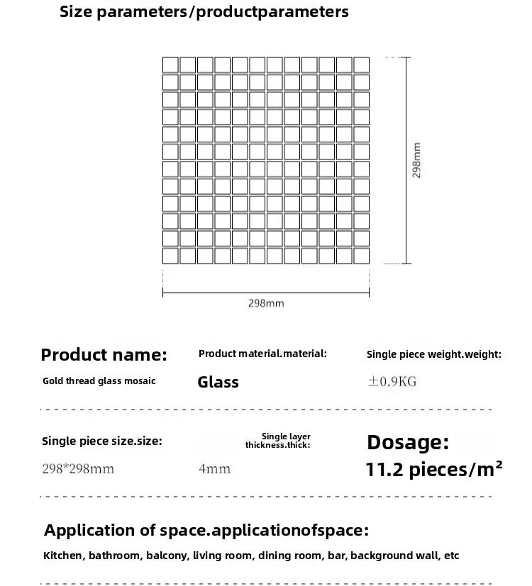 Glass tiles, dining room bathroom kitchen bathroom background wall, bar decoration blue wall tiles