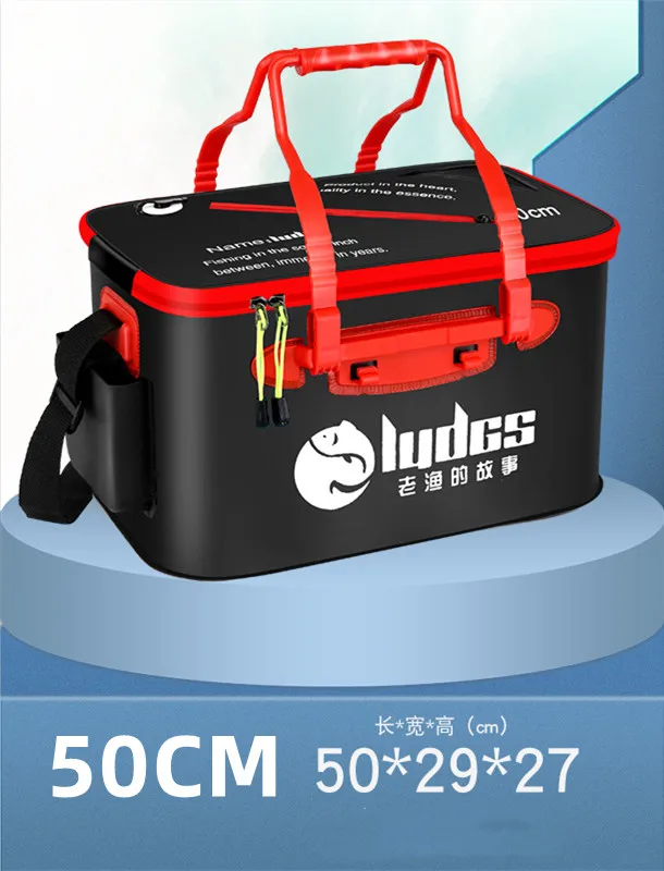 NONE 44/50 cm Angeln Eimer Angelgerät Tasche Falten EVA Live Fisch Box Hand Im Freien Wasserdichte Camping Wandern Wasser tasche Lagerung 6