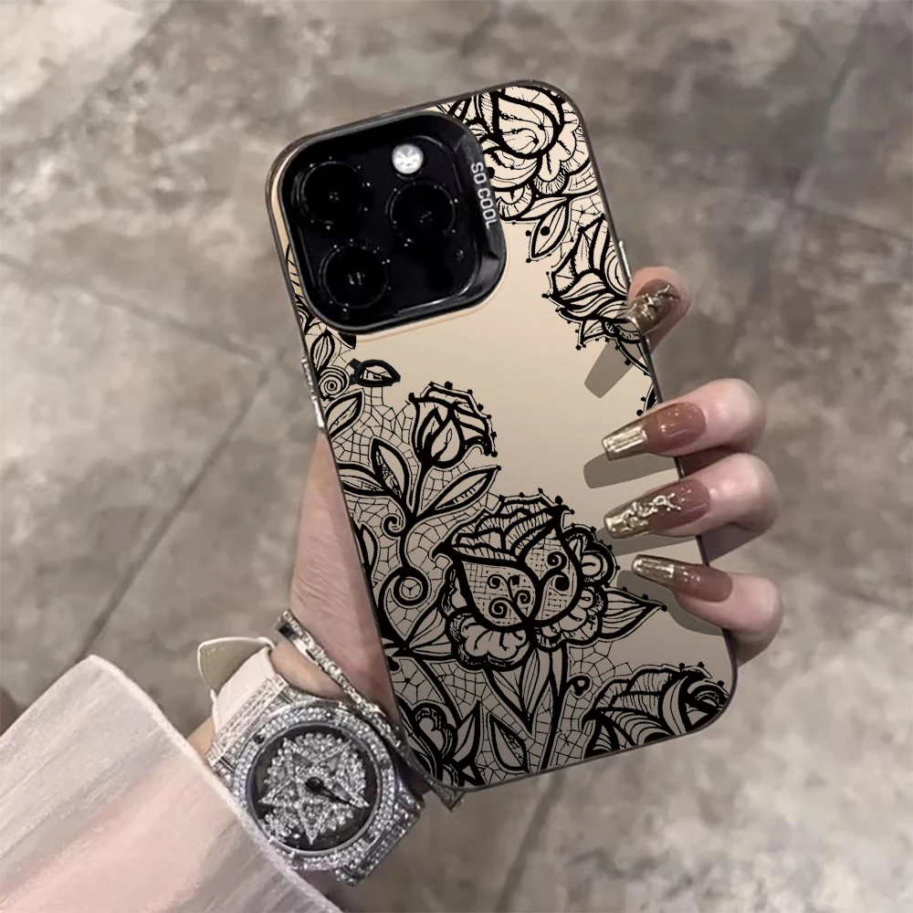 Luxuriöse Spitzenblumen-Hülle für iPhone 16 17 15 Pro Max Hüllen iPhone 17 11 12 13 ProMax 14 15 16e Plus 8 XS XR Stoßfeste IMD-Hülle – Detail 4