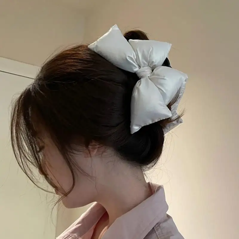 

Bow-knot Hair Clip Ponytail Hairpin PU Big Bows Shark Clip Sweet Grab Clip Non-slip Black Hair Barrettes Hair Accessories