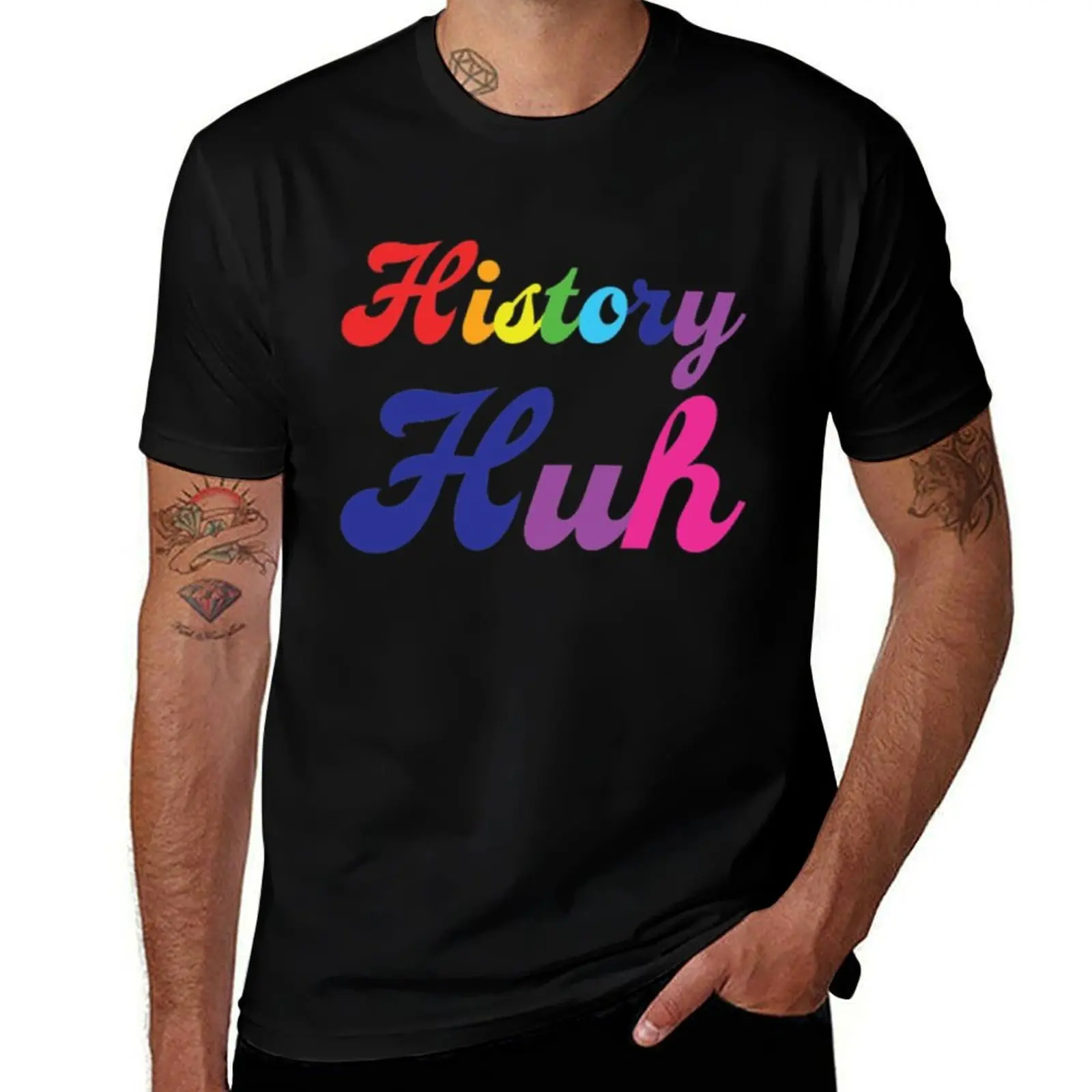 History, Huh Red, White, and Royal Blue Quote T-Shirt t shirts for man cotton T-Shirt