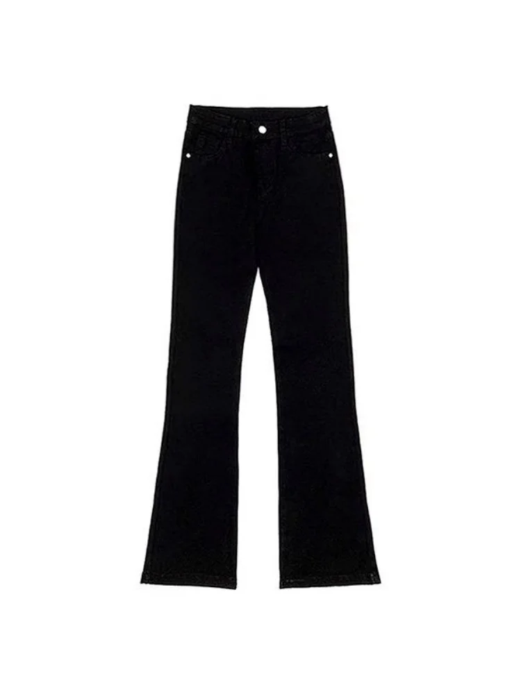 여성용 가을 겨울 플러스 사이즈 신축성 슬림 부츠컷 스트레이트 레그 후프 진 캐주얼웨어