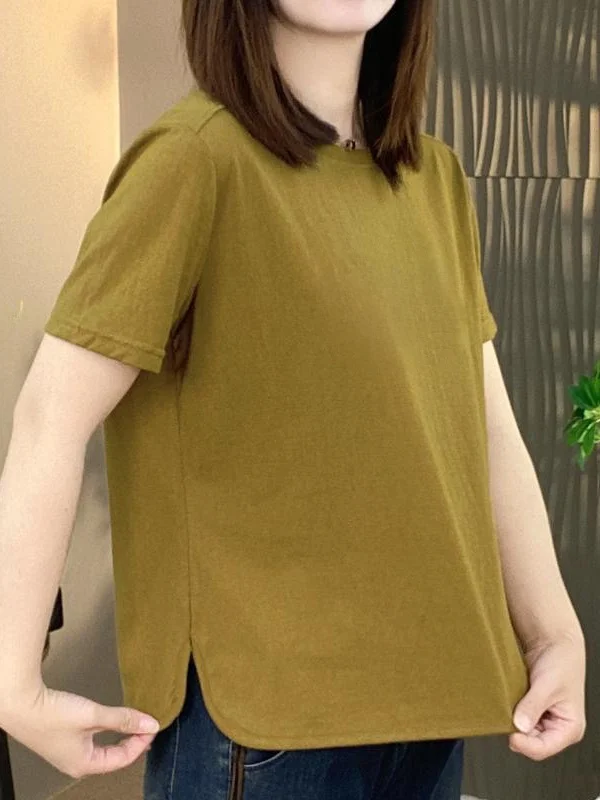 

Новая женская футболка 2026 года в повседневном стиле с коротким рукавом, с буквенным принтом, свободного кроя, стройнящая, летняя, модная, универсальная, с круглым вырезом