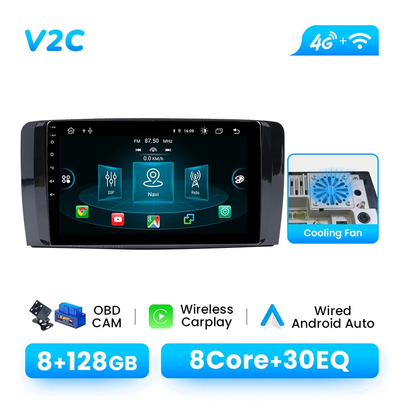 Autoradio Speler Voor Mercedes Benz R Klasse W251 R280 R300 R320 R350 R63 2005-2017 Android 14 Draadloze Carplay DSP 4G Wifi
