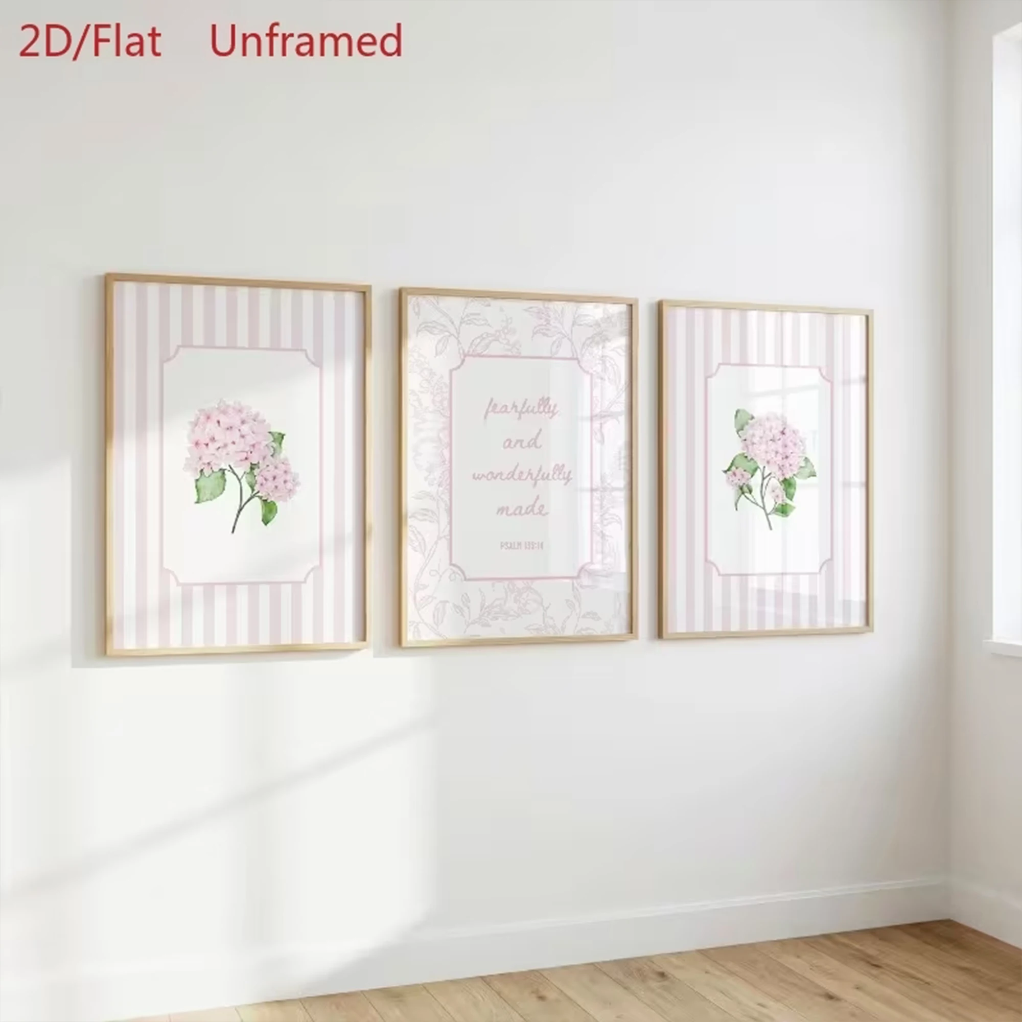 3pcs Modern Striped Pink Lily Of The Valley Wall Art Print Canvas Painting Poster Picture For Living Room,Bedroom Home Decor