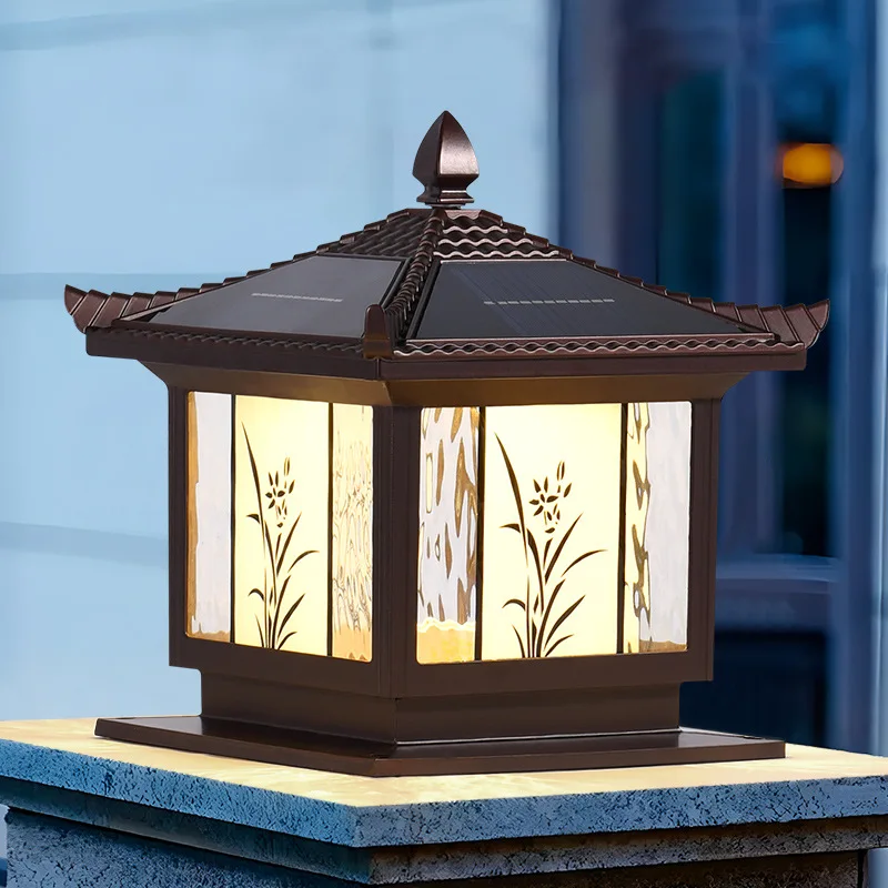 

Solar stigma lamp Villa gate pillar lamp Outdoor Chinese courtyard fence Outdoor waterproof pillar lamp