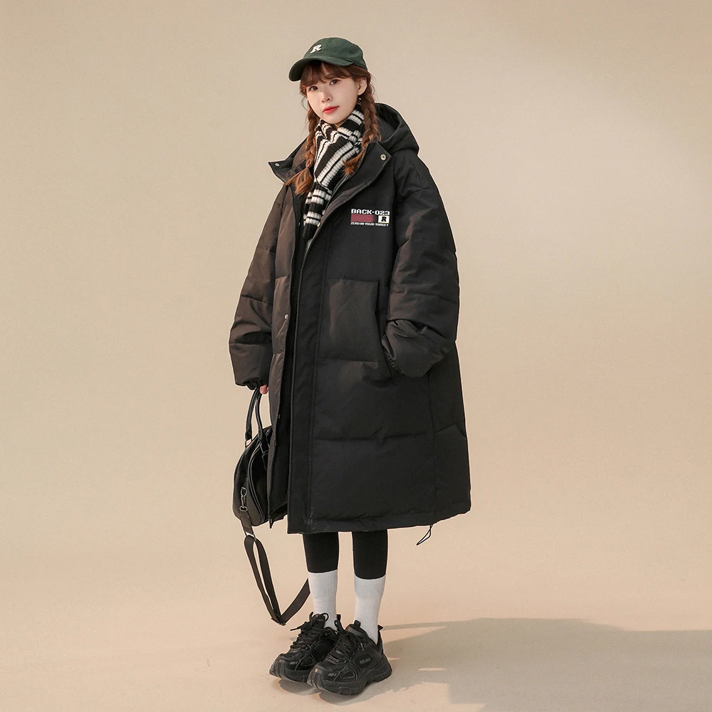 

Утепленная зимняя куртка-пуховик Ele Long White Du для пар, молодежная модная верхняя одежда, стандартная длина