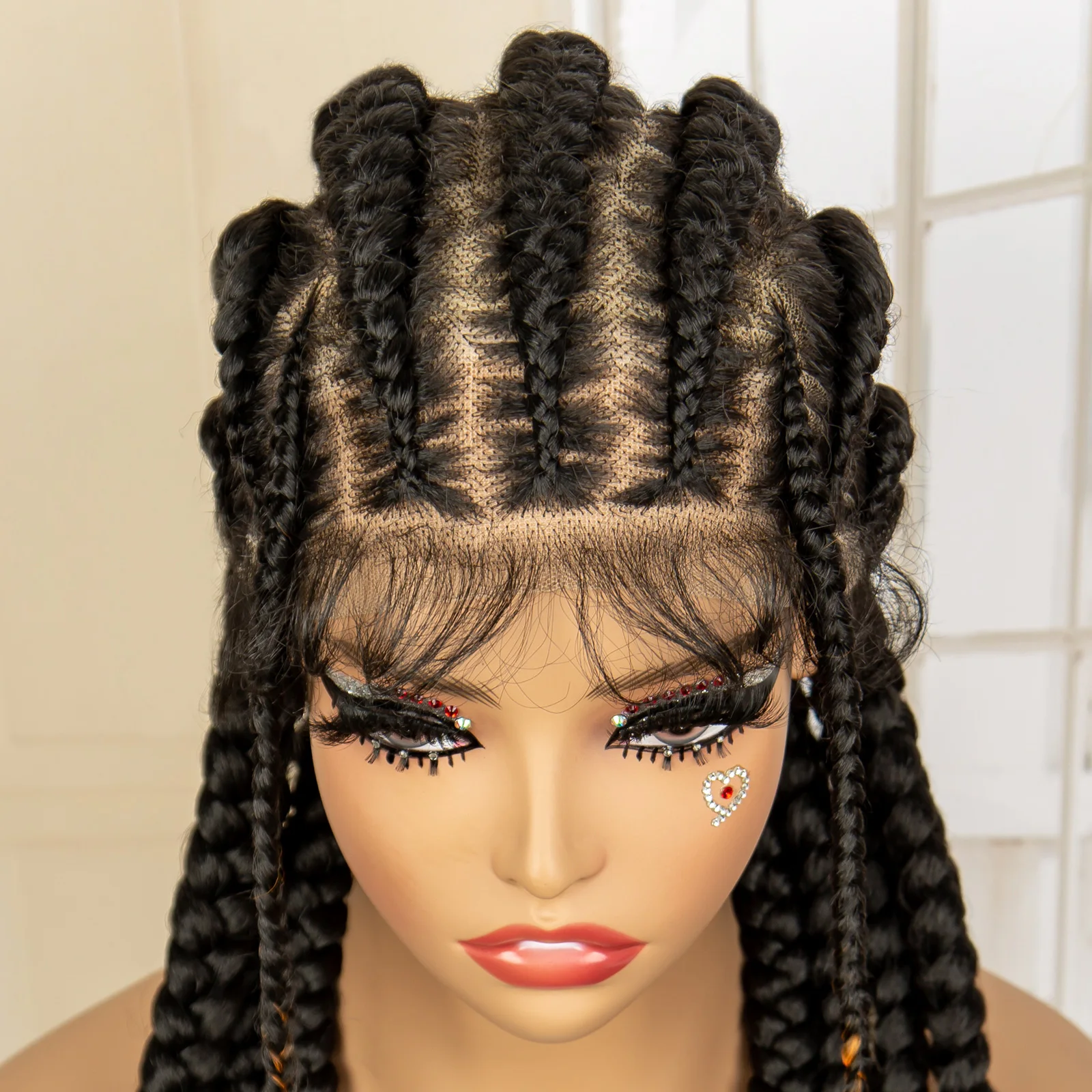 Wig kepang Cornrow renda penuh Wig kepang depan renda oranye Wig warna alami dengan rambut bayi untuk wanita warna hitam