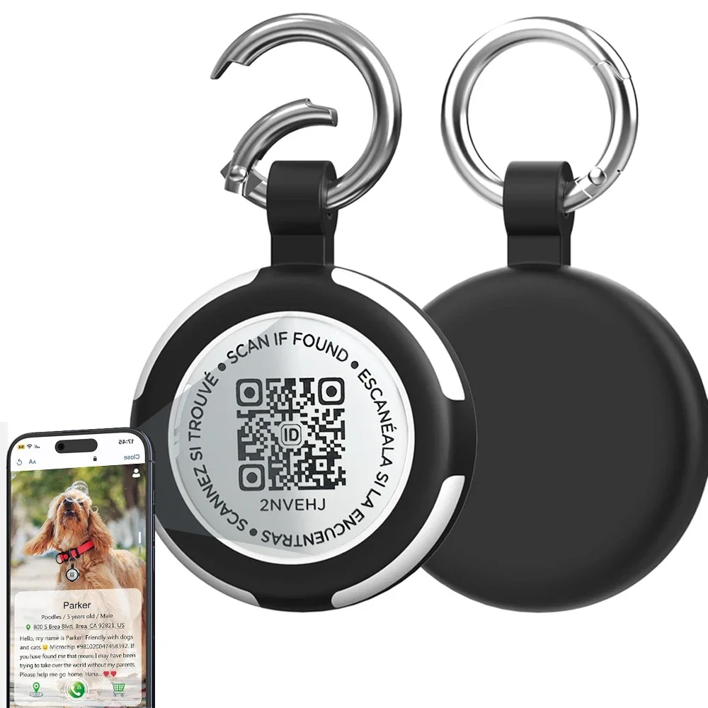 AirTag Case Keychain, Dog Accessories, IPX8 Waterproof Air Tag Holder with QR Code, Silicone AirTags Cases, GPS Pet Item Finder