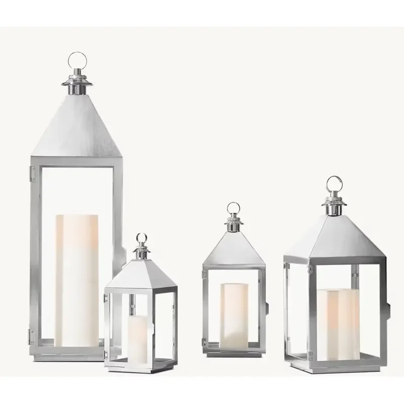 LUXORA Outdoor Courtyard Garden Decoration Stainless Candle Lanterns Hanging and Freestanding Tower Lantern Home Decor
